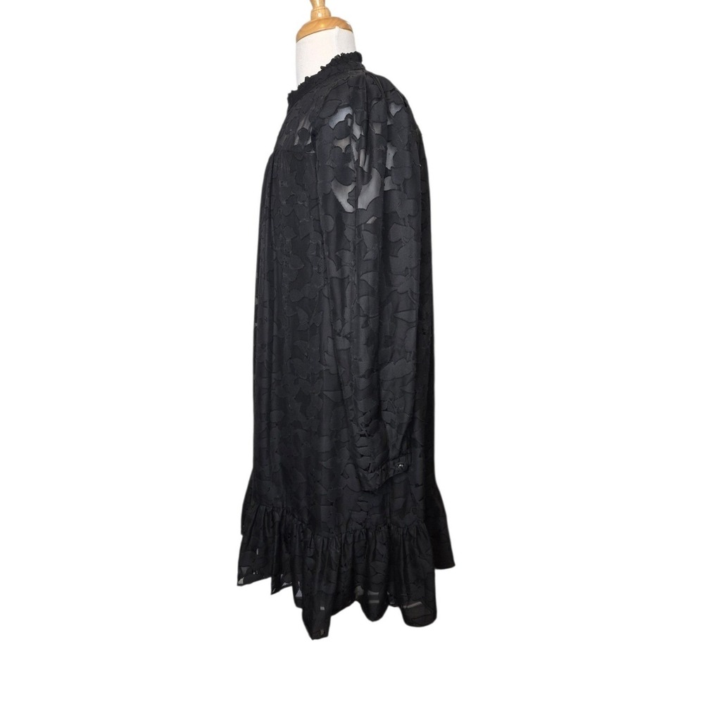 Tommy Hilfiger Womens Black Burnout Floral Ruffle Hem Mini Shift Dress Size 16 - Picture 5 of 8
